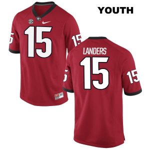 Youth Georgia Bulldogs NCAA #15 Matt Landers Nike Stitched Red Authentic College Football Jersey KMT3554KF